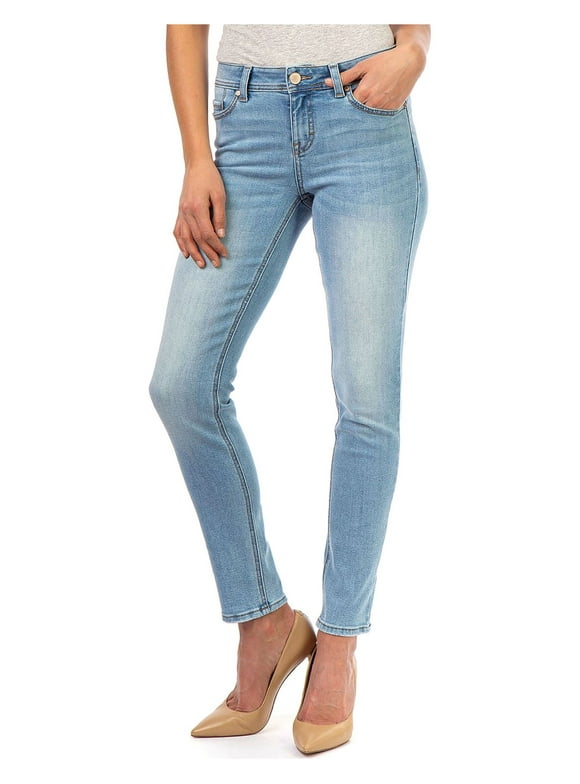 Jordache Women's Mid Rise Skinny Jeans, Regular and Short Inseams