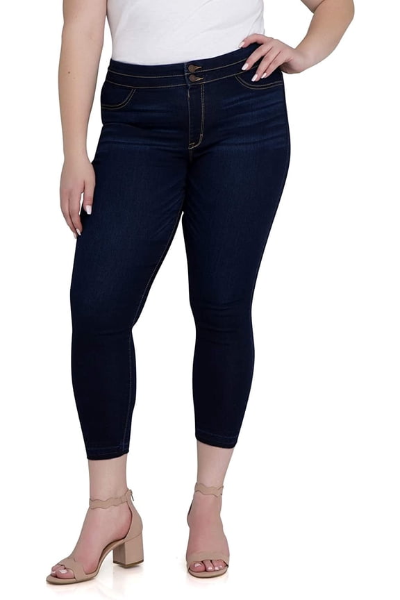 Women's Plus Double Stack Ankle Jean Jeggings, Plus Fit (Dark Enzyme Wash) 24