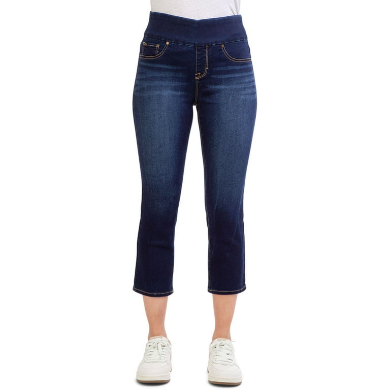 Jordache Women's Wide Waistband Pull On Capri Jean 