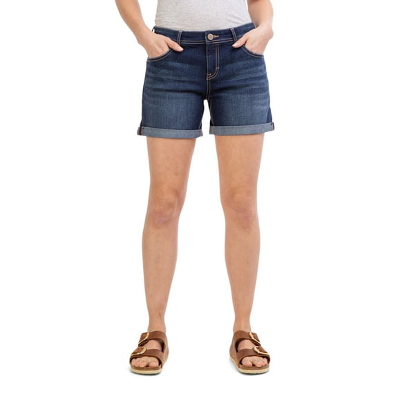 Jordache Women's High Rise Relaxed Boyfriend Rolled Cuff Short