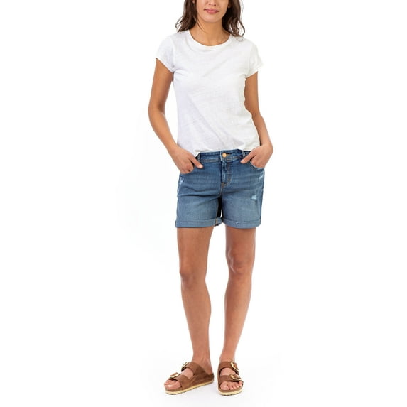 Jordache Womens Boyfriend Short With Rolled Cuff Hem