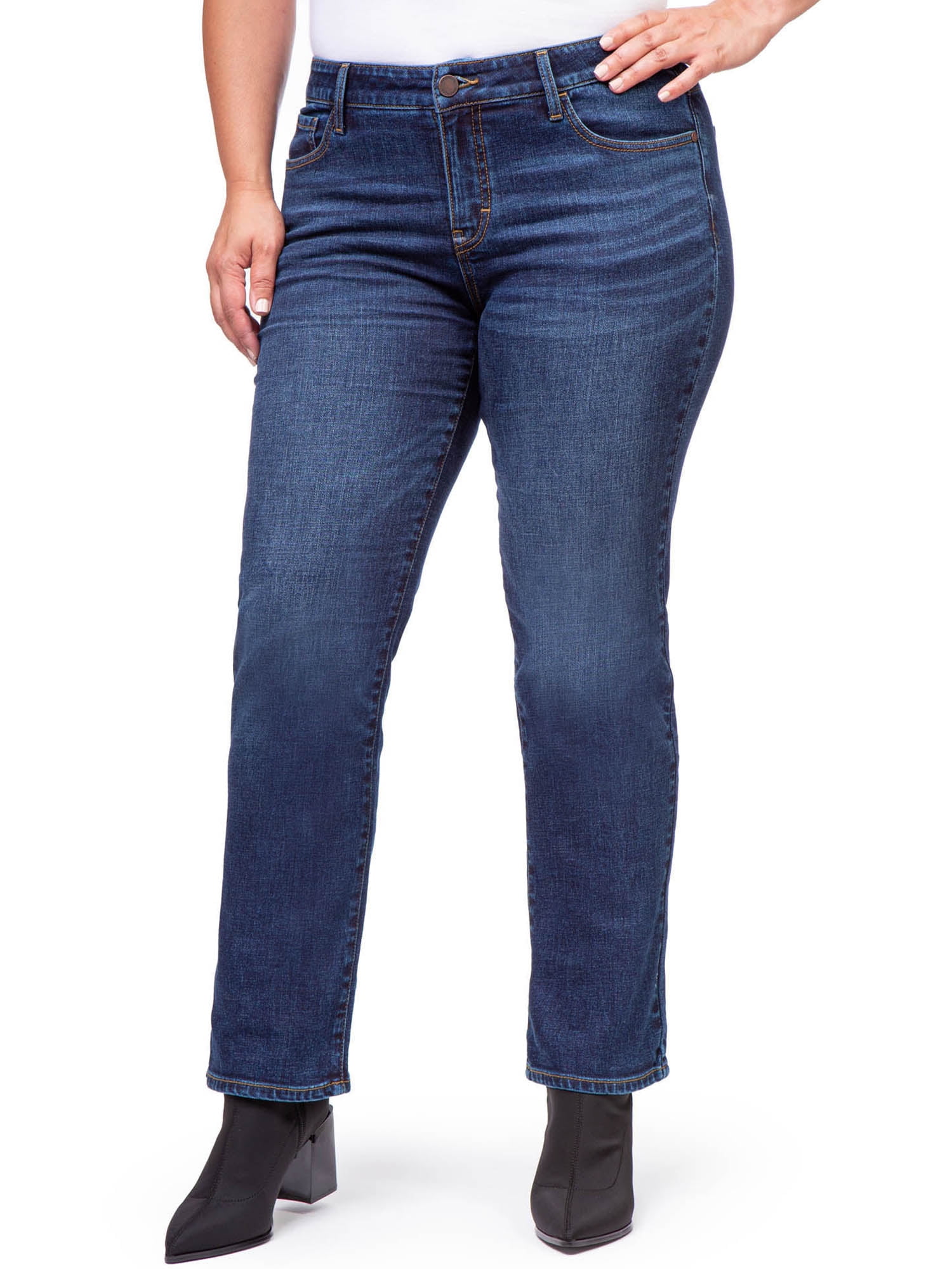 Jordache Womens Mid Rise Curvy Straight Jeans - Walmart.com