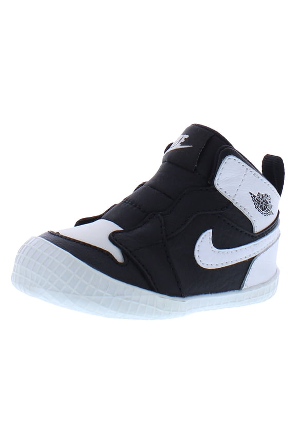 Jordan 1 Crib Bootie Leather Infant/Toddler Shoes Size 3, Color: Black/White/White