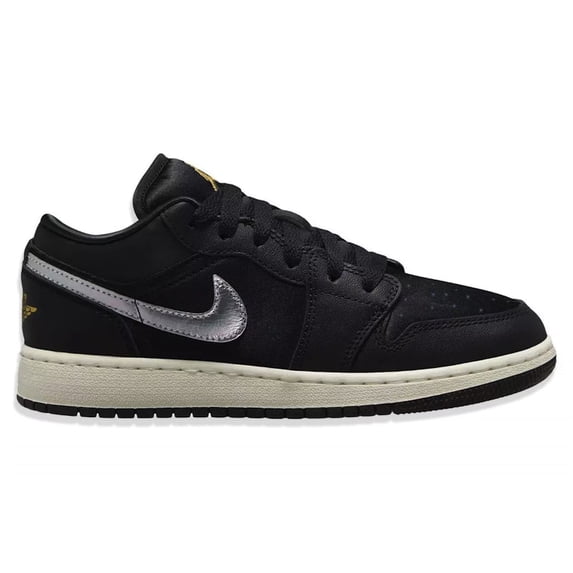 Jordan 1 Low SE Black Silver Sail Gold (GS) (Black/Metallic Silver/Sail/Metallic Gold) - Size 4