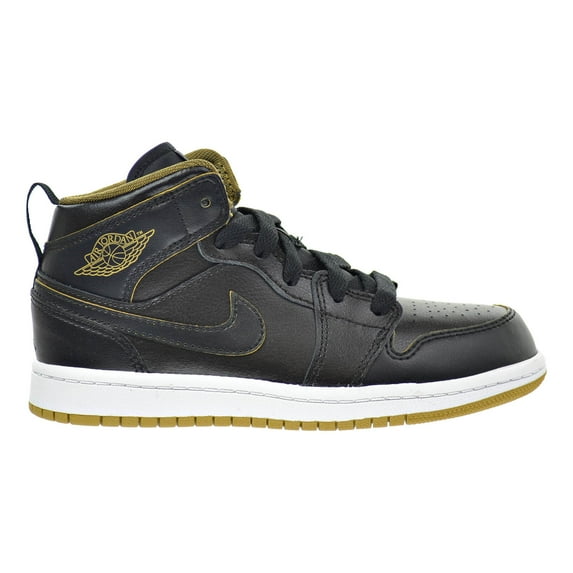 Jordan 1 Mid BP Little Kid's Shoes Black/Metallic Gold/White 640734-042 (13 M US)