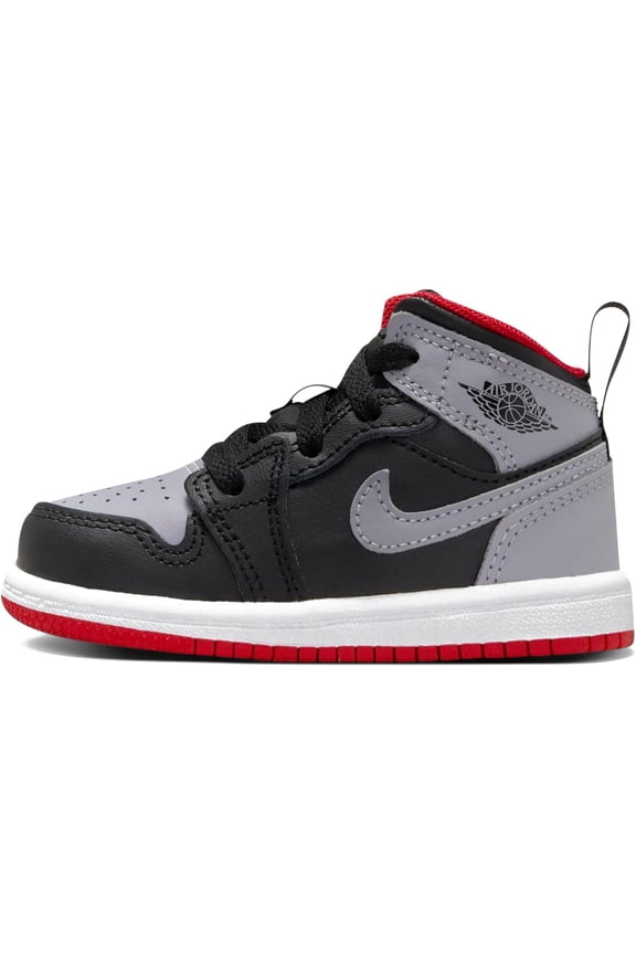 Toddler's Jordan 1 Mid Black/Cement Grey-Fire Red (DQ8425 006) - 4