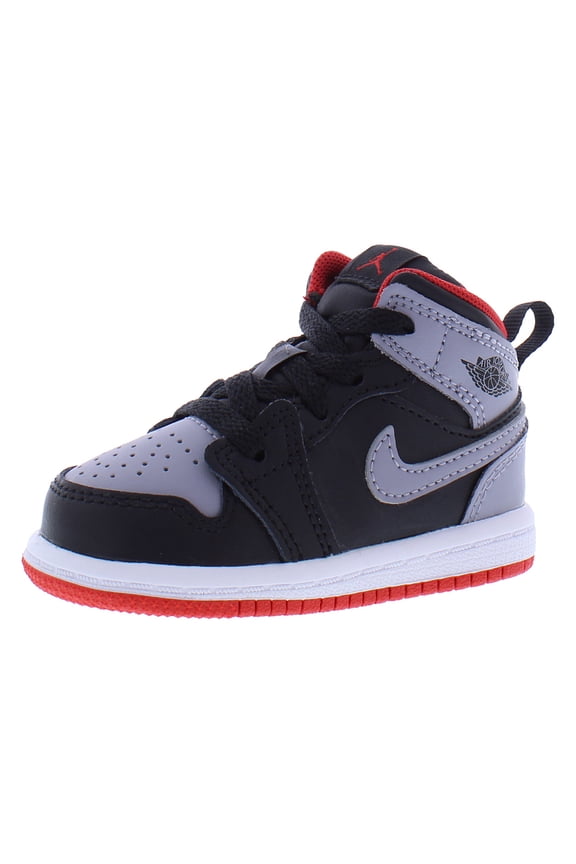 Toddler's Jordan 1 Mid Black/Cement Grey-Fire Red (DQ8425 006) - 5