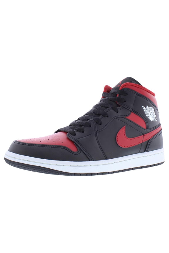 Men's Jordan 1 Mid Black/Varsity Red-Summit White (DQ8426 067) - 10