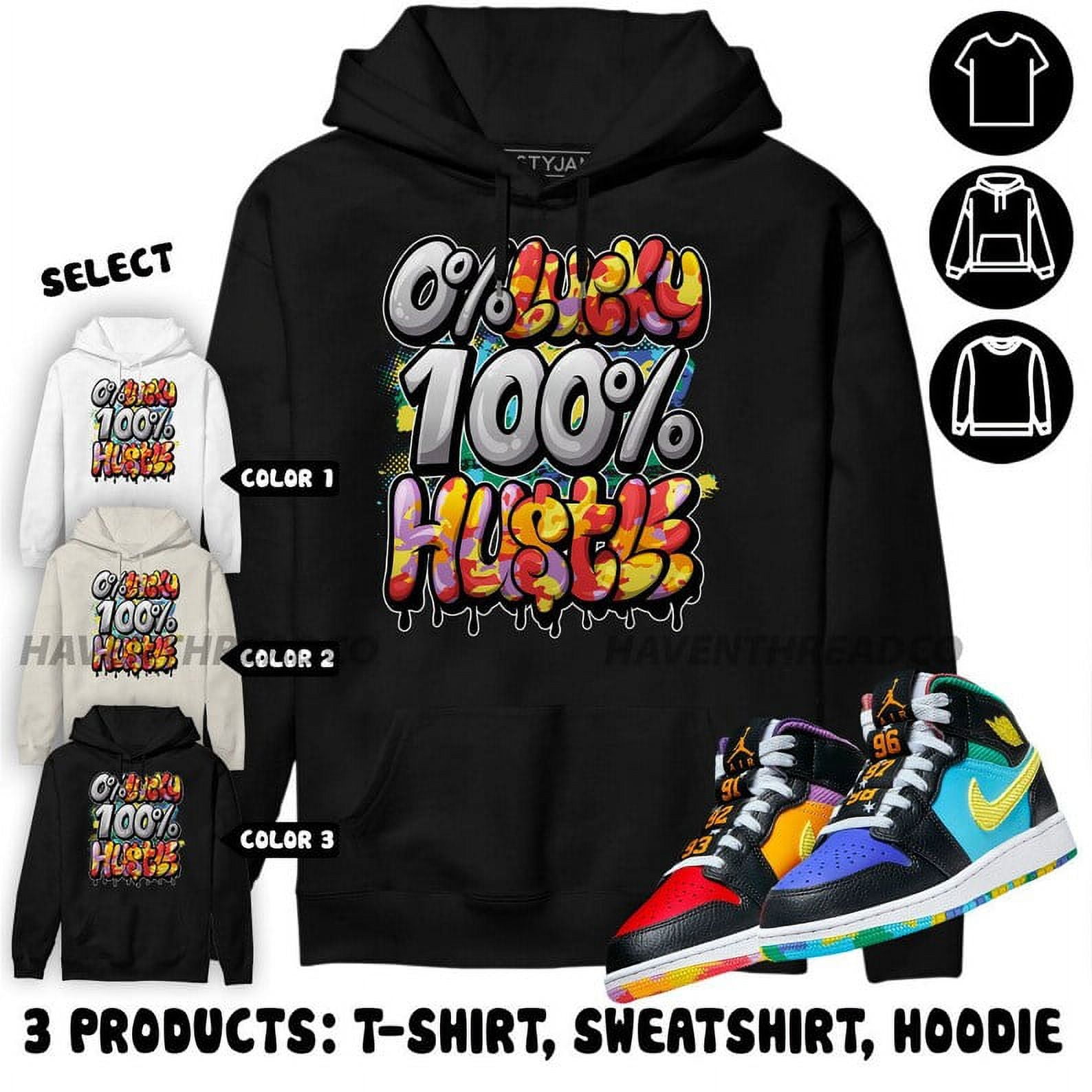 Jordan 1 Mid GS Six Championships Hoodie Lucky Hustle, In Sand To Match