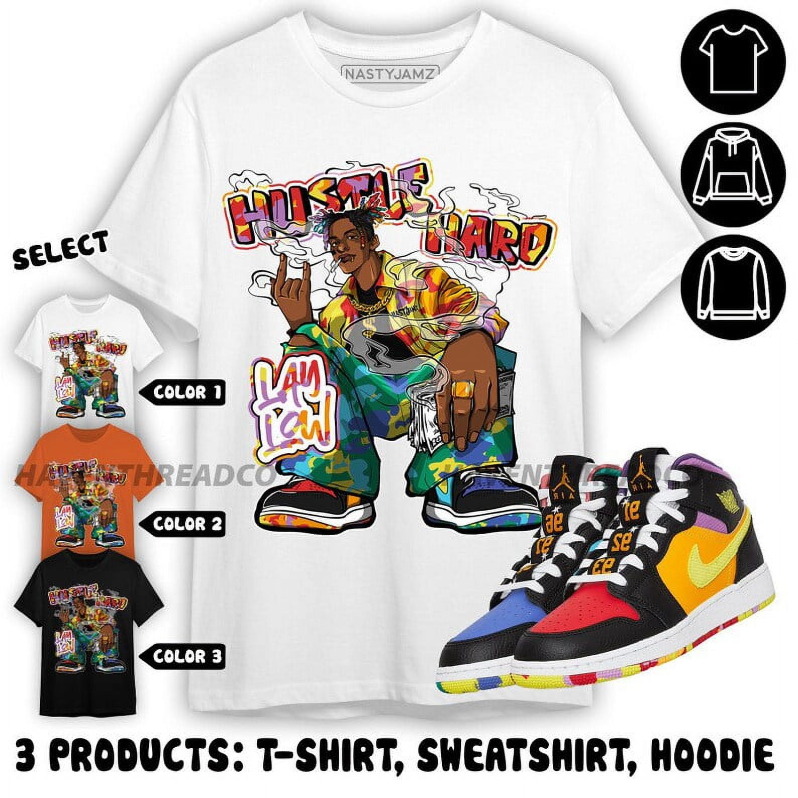 Jordan 1 Mid GS Six Championships Unisex TShirt, Lay Low Hustle Hard