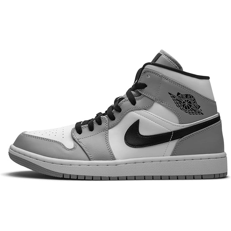 Air Jordan 1 Mid Light Smoke Grey Mens Retro Black White Shoes