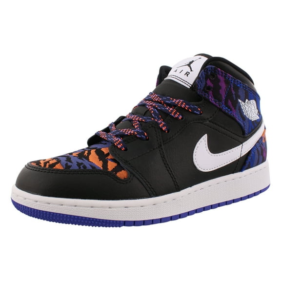 Jordan 1 Mid Se Gs Girls Shoes Size 5, Color: Black/Black/White/Rush Violet