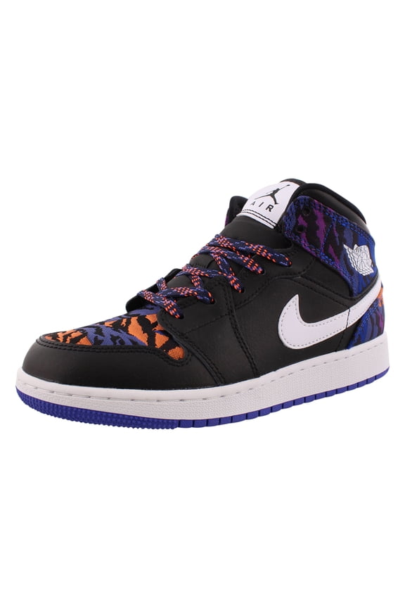 1 Mid Se Gs Girls Shoes Size 5, Color: Black/Black/White/Rush Violet