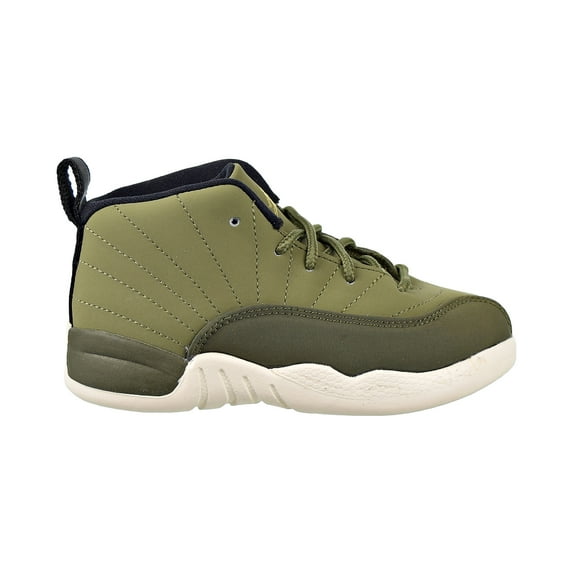 Jordan 12 Retro Toddler Shoes Olive Canvas-Metallic Gold 850000-301