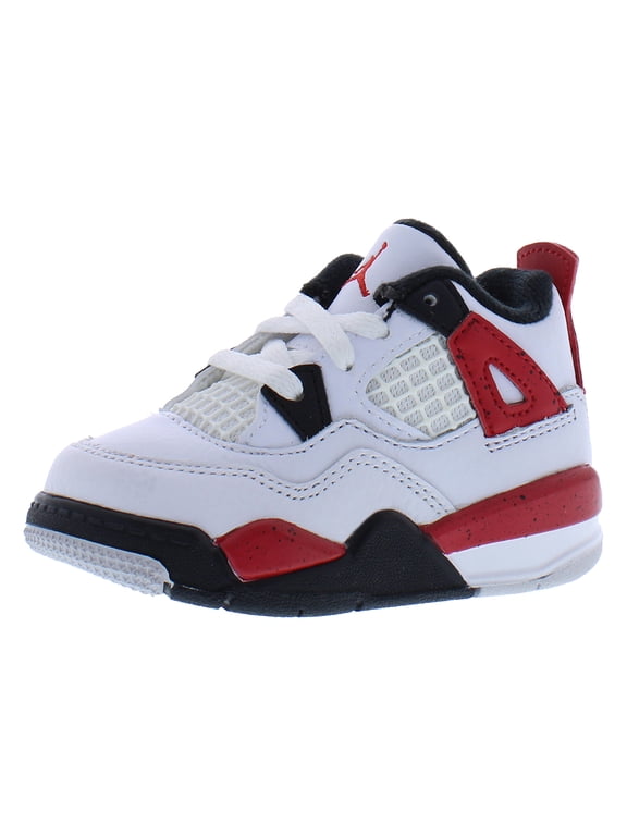 Jordan 4 Retro Infant/Toddler Shoes Size 4, Color: White/Fire Red/Black