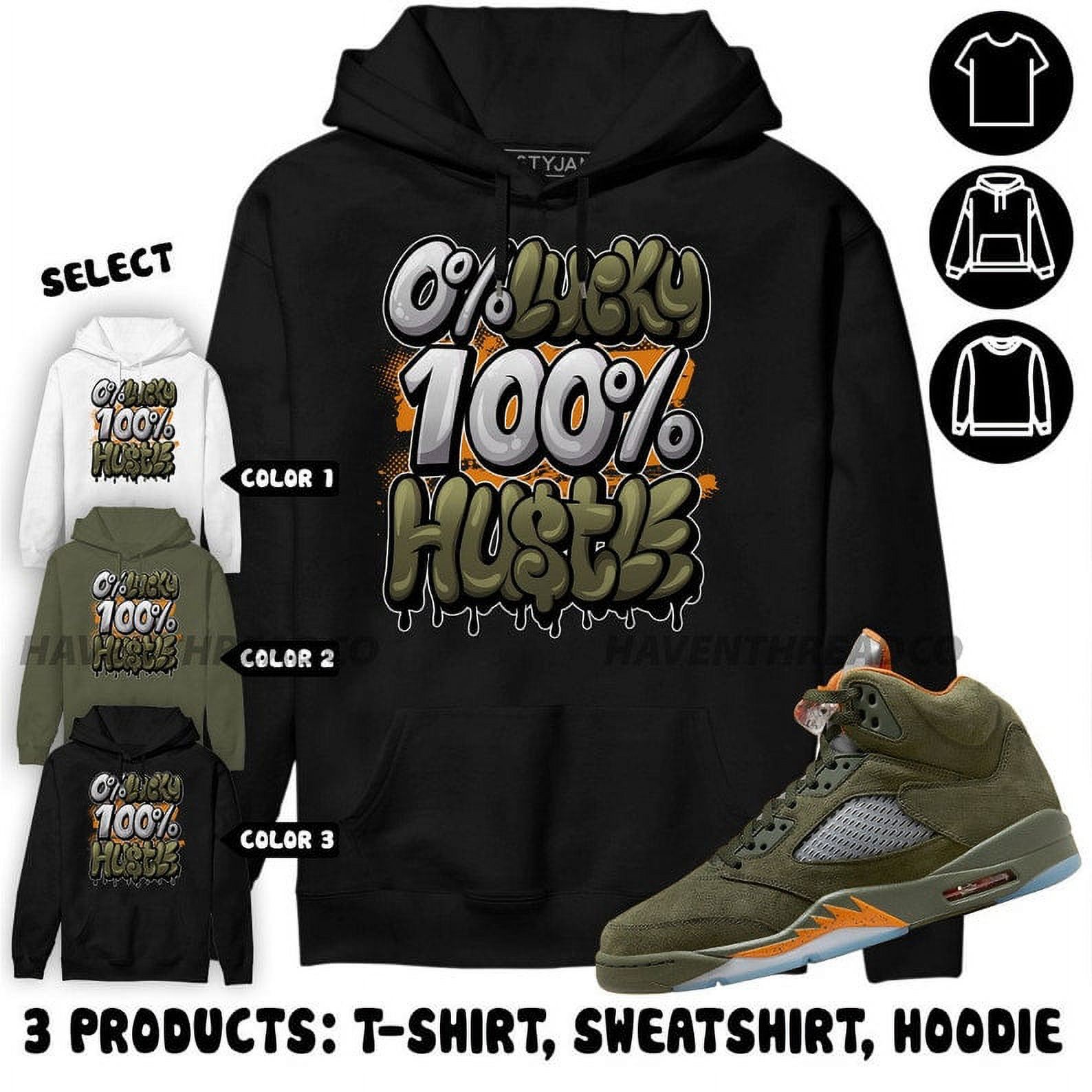 Jordan 5 Olive Hoodie Lucky Hustle, In Military Green To Match Sneaker