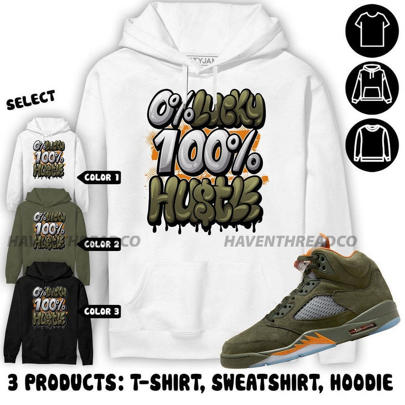 Jordan 5 Olive Hoodie Lucky Hustle, In Military Green To Match Sneaker