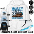 Jordan 9 Powder Blue Hoodie Money Never Sleeps, In Light Blue To Match