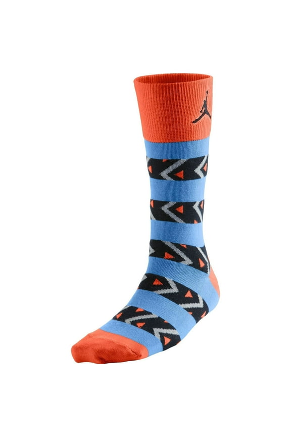 AJXI Riverwalk Crew 1 Men's Socks Electro Orange/Blue/Black Size Small 3Y-5Y