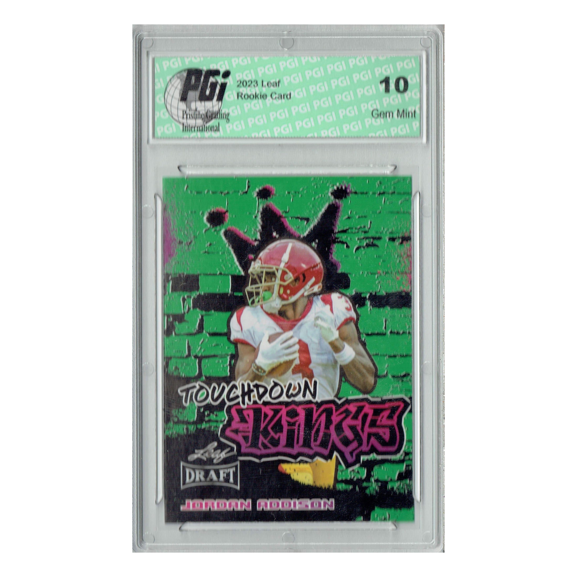 Jordan Addison 2023 Leaf Football #98 Green Touchdown Kings Rookie Card PGI 10