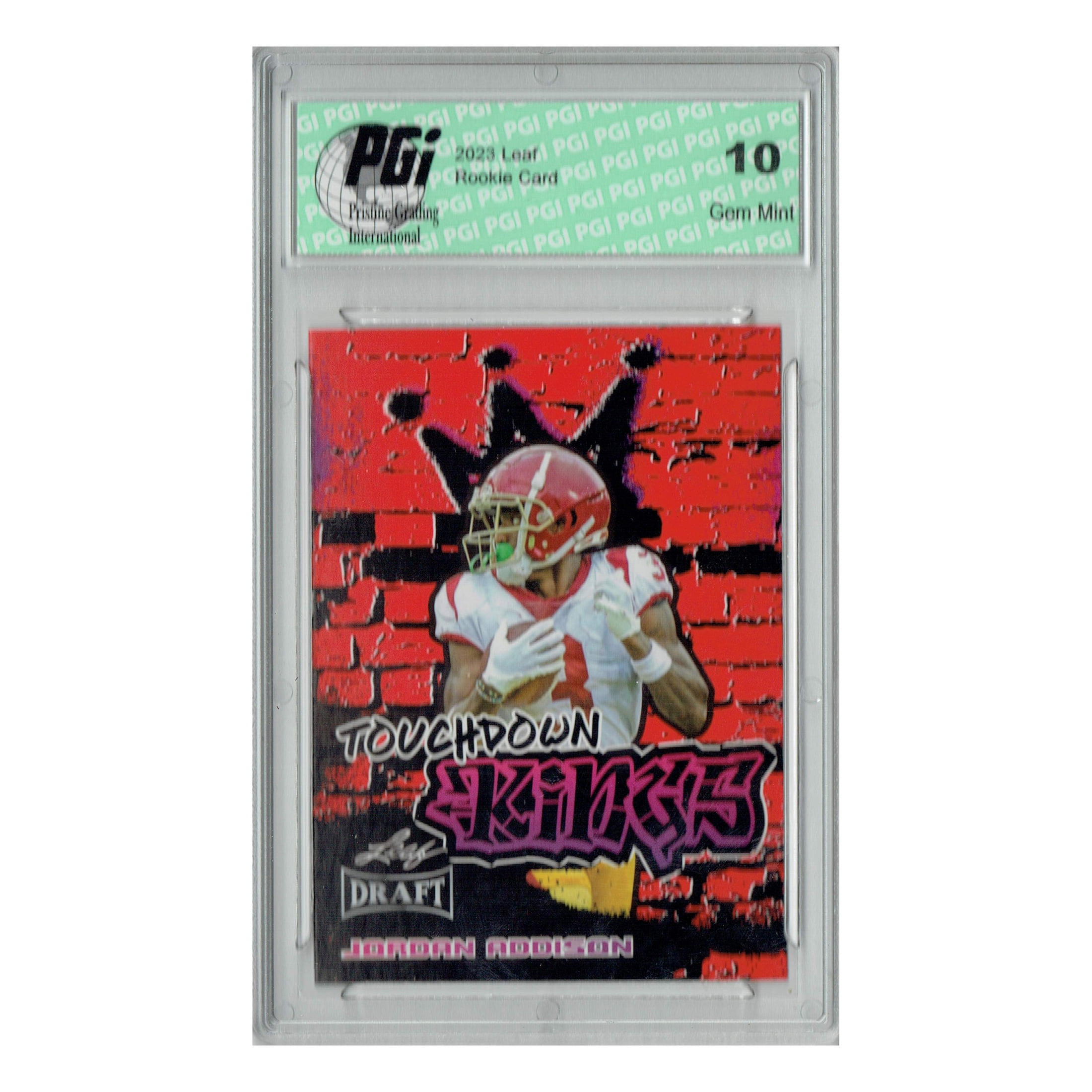 Jordan Addison 2023 Leaf Football #98 Red SP Touchdown Kings Rookie Card PGI 10