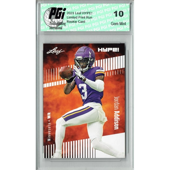 Jordan Addison 2023 Leaf HYPE! #127 Only 5000 Made! Vikings Rookie Card PGI 10
