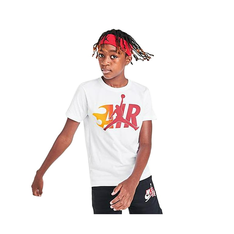 Jordan Air Flame Boys Active Shirts Tees Size M Color White Red Walmart