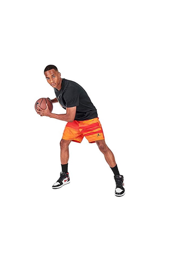 Aj11 Printed Mens Active Shorts Size Xxxl, Color Orange/Red