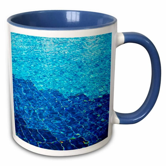 3drose, Jordan, Aqaba, Red Sea Beach, Swimming Pool Pattern-as16 Wbi0289 - Walter Bibikow, 15oz Two-tone Blue Mug