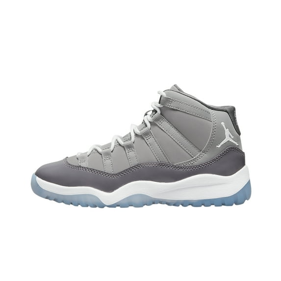 Jordan; Athletic Shoes + Leather Sole + Athletic Shoe, Unisex Kids + Medium Grey/Multi-Color, 13