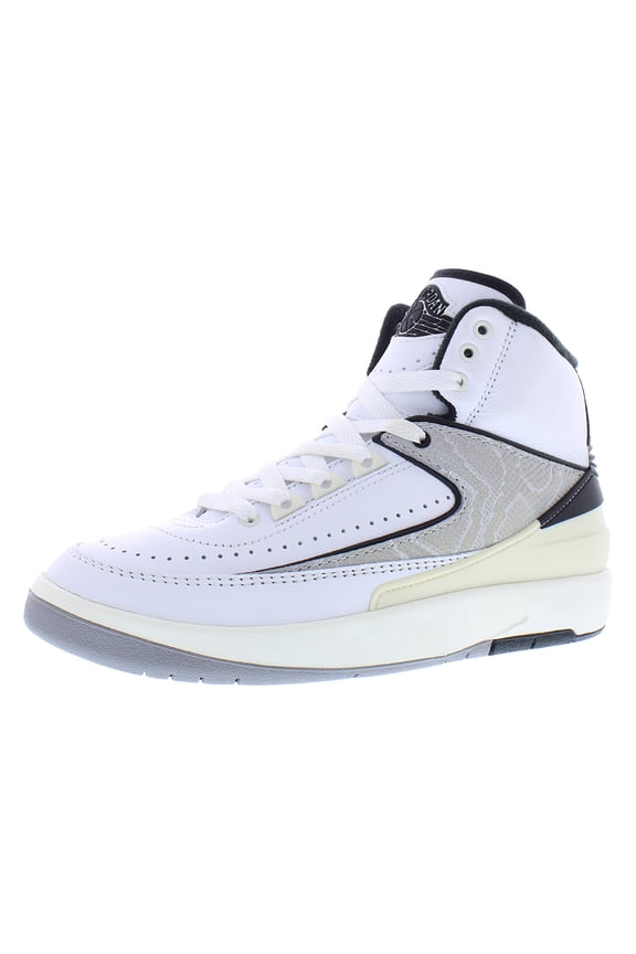 Jordan Big Kid's Jordan 2 Retro "Python" Athletic Shoes, White/Fire Red-Black-Sail, 7