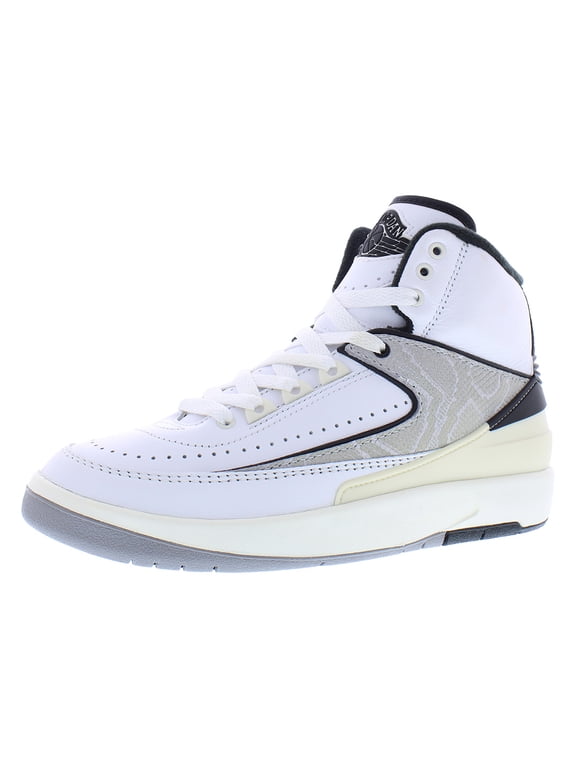 Jordan Big Kid's Jordan 2 Retro "Python" Athletic Shoes, White/Fire Red-Black-Sail, 7