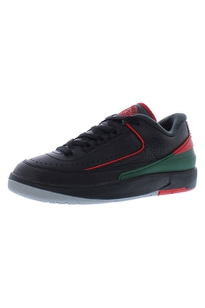 Air Jordan 2 Retro Low Leather GS Boys Shoes Size 5, Color: Black/Fire Red/Fir/Cement Grey