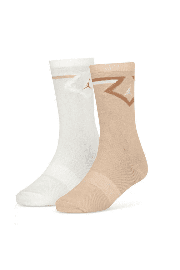 Big Kids Diamond Logo High Crew Socks, Set of 2 Shoe Size 5Y-7Y/ Sock Size 9-11