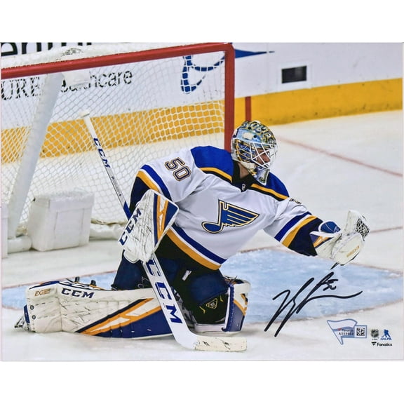 Jordan Binnington St. Louis Blues Autographed 8" x 10" Glove Save Photograph - Fanatics Authentic Certified