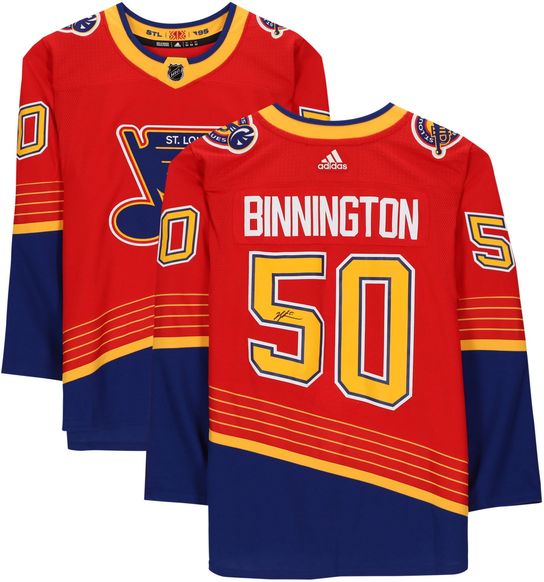 Jordan Binnington Louis Blues Autographed Red Adidas 2020-21