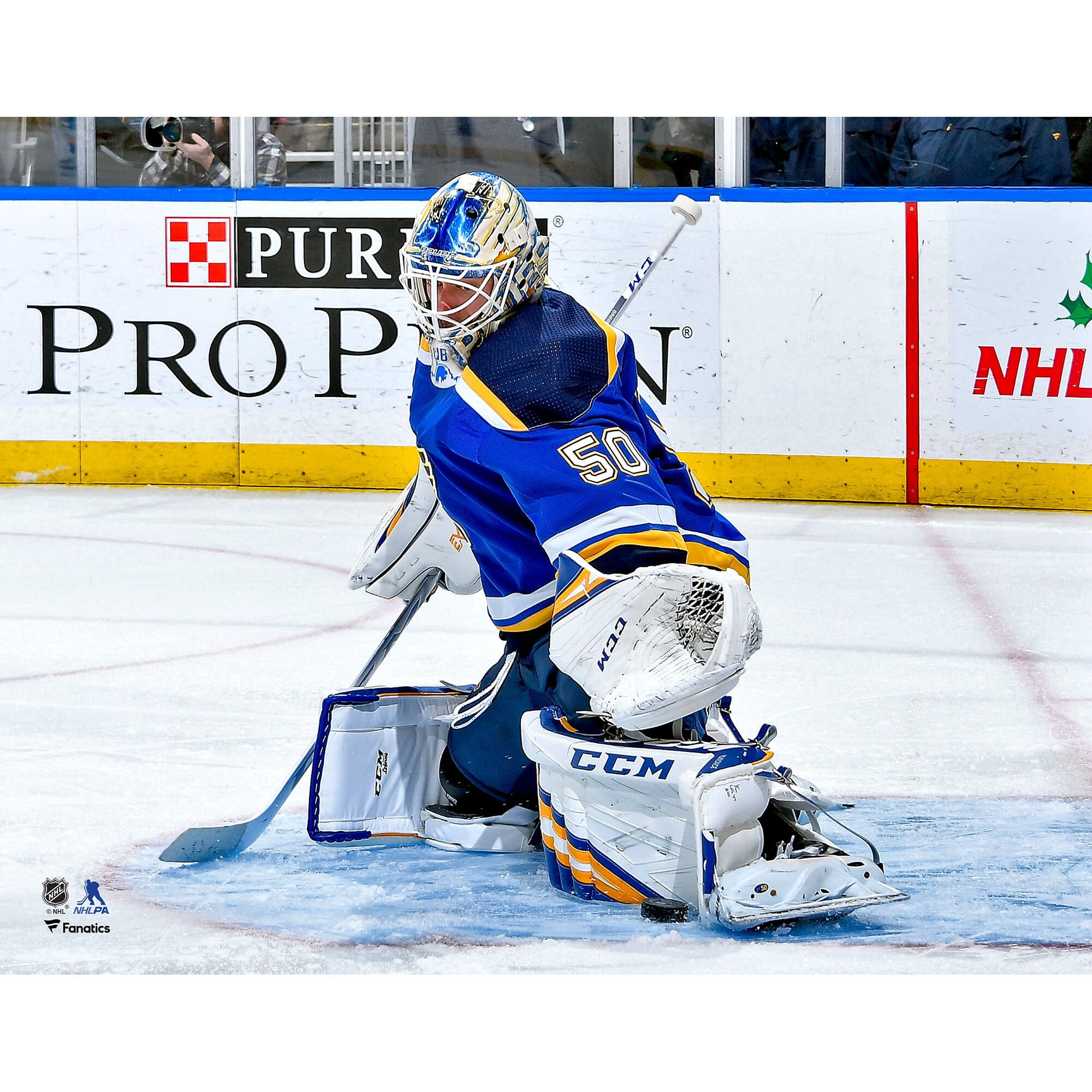 Jordan Binnington St. Louis Blues Unsigned Blue Jersey Pad Save