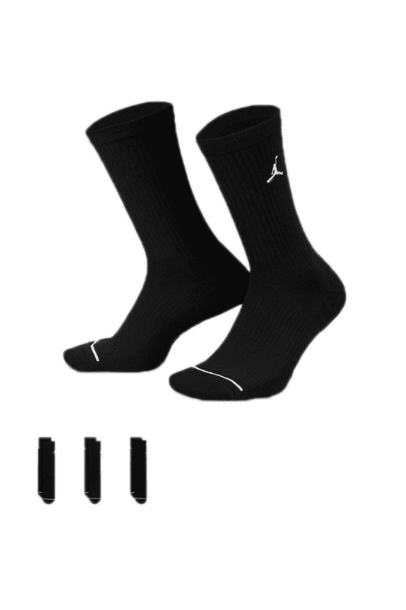 Nike Jordan Crew 3-Pack Socks Black DX9632-010 Men's Size L