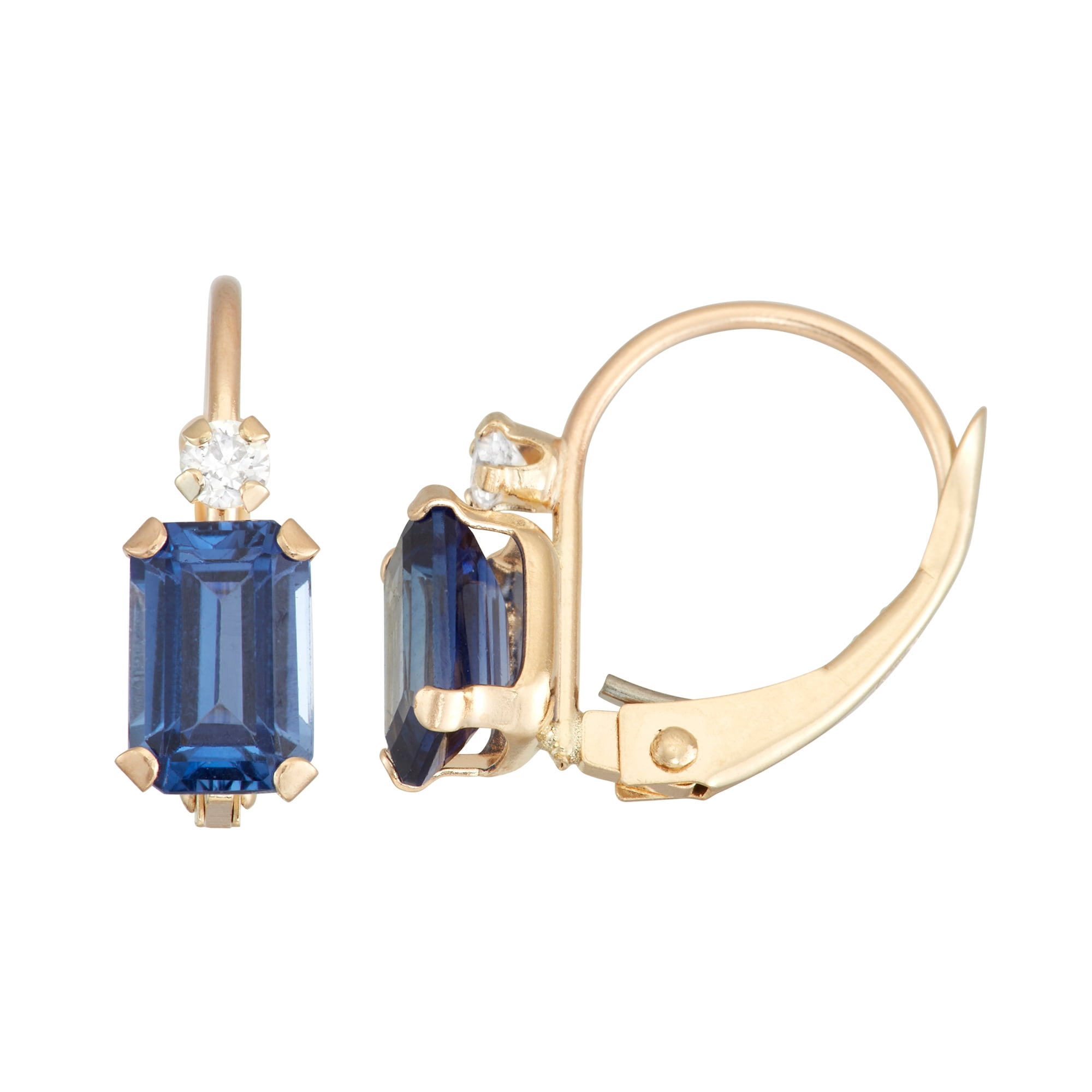 Jordan Blue NYC Royal Blue Sapphire Leverback Earrings, Yellow Gold, 10K Gold