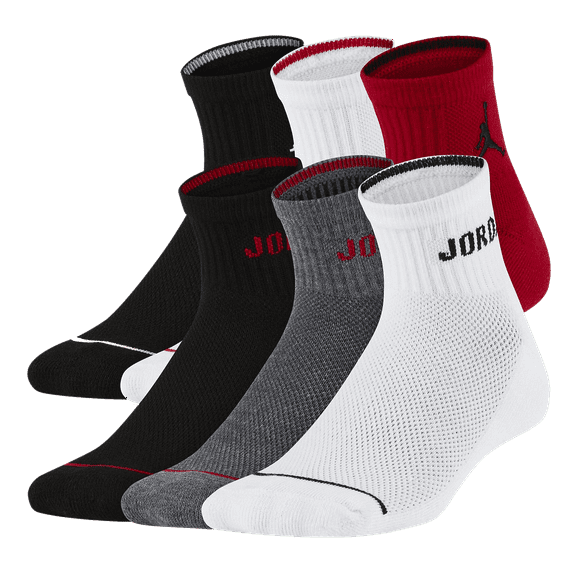 Jordan Boys 6-Pk. Ankle Cushioned Socks S/Sock Size 7-9/Shoe Size 3Y-5Y