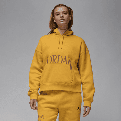 Jordan Brooklyn Fleece Women s Pullover Hoodie Color Yellow Ochre Dusty Peach Size M Walmart