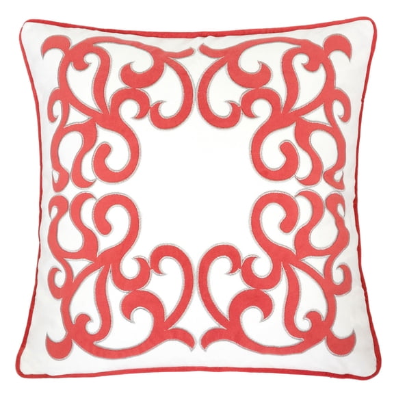 Jordan Coral Geometric Polyester 20 in. x 20 in. Throw Pillow