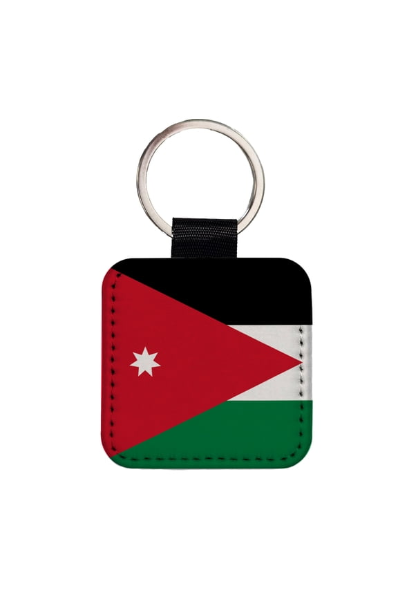 Jordan Country Flag Faux Leather Square Keychain