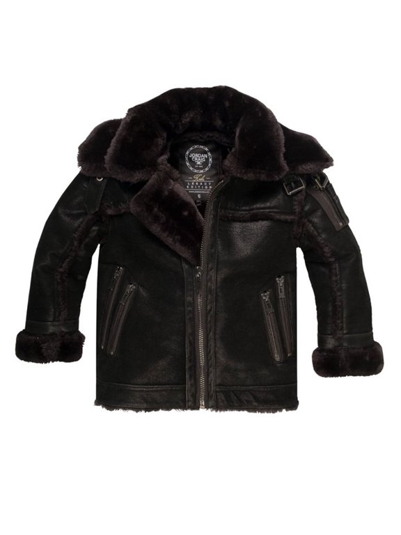 Double Collar Calagary Shearling Men's Jacket Black 91313aa-black