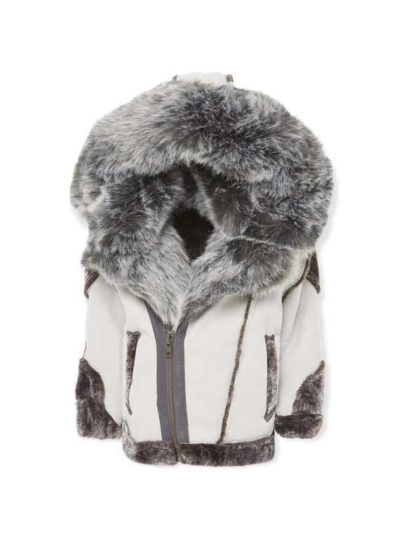 EL Jefe Shearling Moto Jacket (Light Grey)