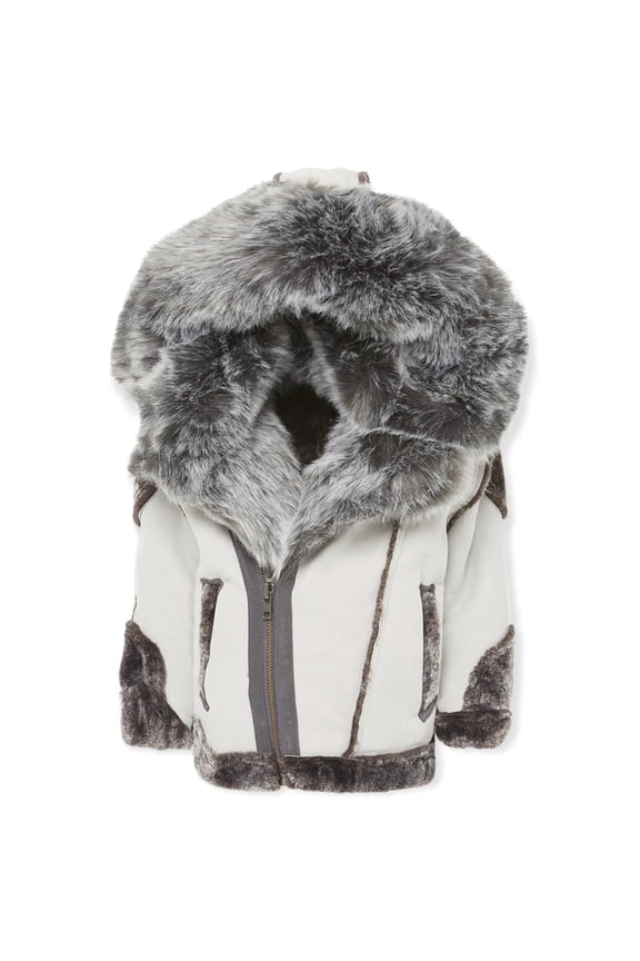 EL Jefe Shearling Moto Jacket (Light Grey)