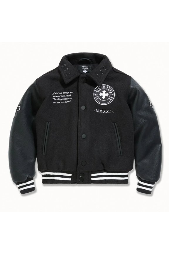 Men Cross Varsity Jacket (Black)
