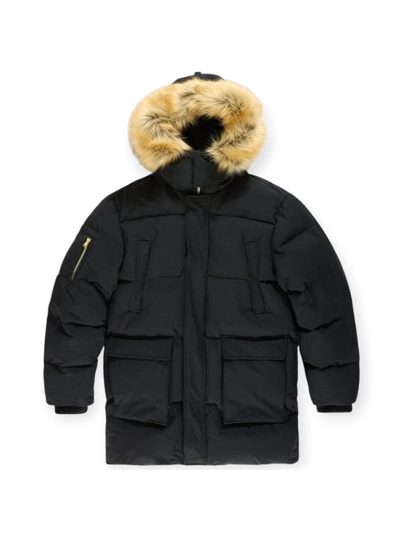 Men Fairbanks Insulated Parka 3/4 Puffy Coat (Black)