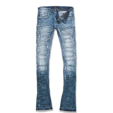Jordan Craig Men Martin Stacked Python Jeans (Blue Wave)