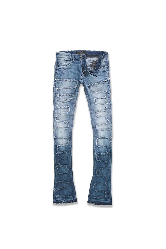 Men Martin Stacked Python Jeans (Blue Wave)